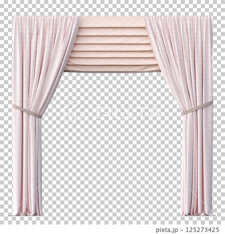 curtain isolated on a transparent background, interior decorations, 3D illustration, cg render 125273425