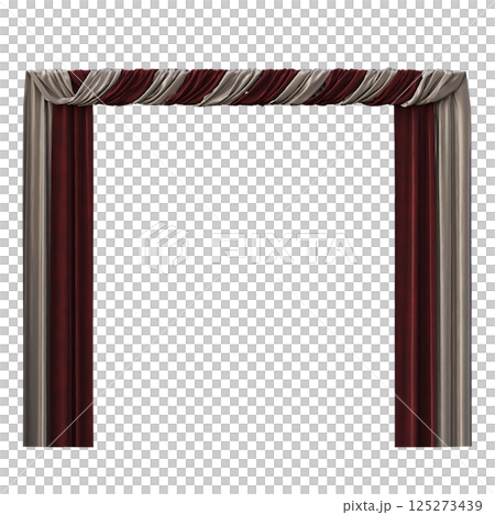 curtain isolated on a transparent background, interior decorations, 3D illustration, cg render 125273439