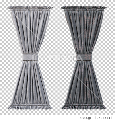 curtain isolated on a transparent background, interior decorations, 3D illustration, cg render 125273441