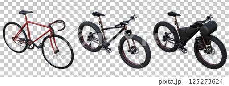 bicycle, isolate on a transparent background, 3d illustration, cg render 125273624