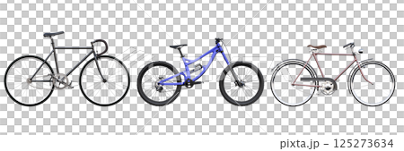 bicycle, isolate on a transparent background, 3d illustration, cg render 125273634