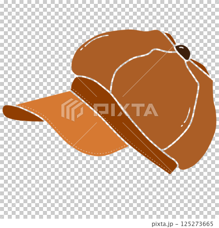 A graphic illustration of a brown leather hat 125273665