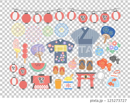 Summer festival fair illustration set Summer festival fair illustration set 125273727