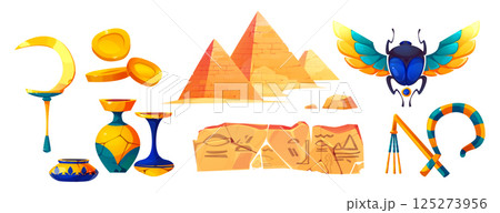 Ancient Egypt culture symbols set 125273956