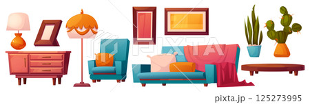 Lounge living room furniture set isolated on white Lounge living room furniture set isolated on white 125273995