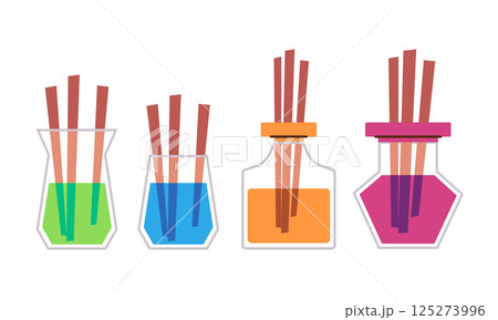 diffuser aromatherapy collection graphic illustration colorful natural essential oil fragrance freshener glass diffuser aromatherapy collection graphic illustration colorful natural essential oil fragrance freshener glass 125273996