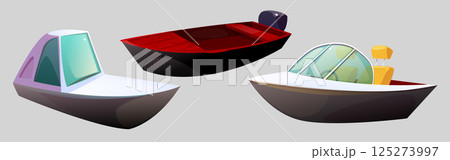 Modern speedboats set isolated on background 125273997