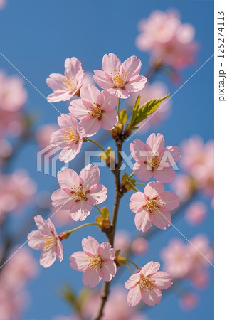 Cherry blossoms blooming against blue sky Cherry blossoms blooming against blue sky 125274113