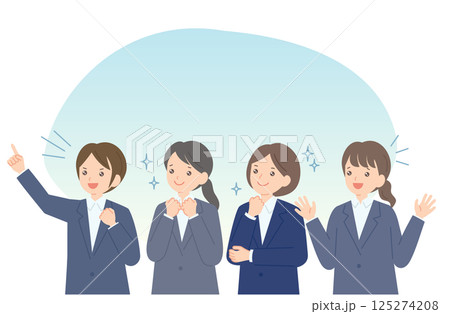 やる気みなぎるビジネスウーマンのイラスト やる気みなぎるビジネスウーマンのイラスト 125274208
