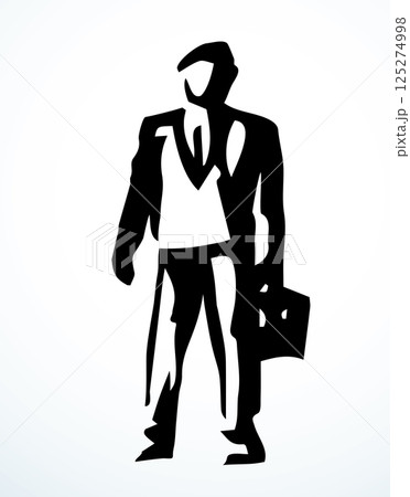 Vector drawing. Standing businessman signのイラスト素材 [125274998] - PIXTA