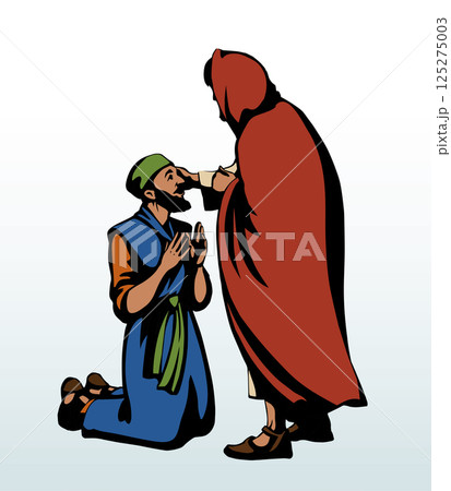 Vector drawing. Jesus heal the man 125275003