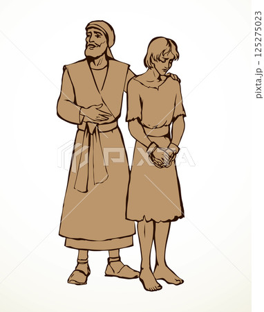 Vector drawing. Slave sold in the market Vector drawing. Slave sold in the market 125275023
