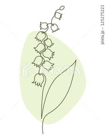 Spring Flower Lily of the Valley in One Continuous Line Drawing. Simple Minimalist Linear Beautiful May bells. Vector Illustration For wedding design, invitations. Hand Drawn Monoline. Editable stroke 125275221