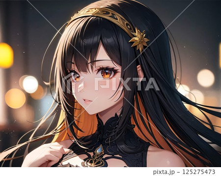 カチューシャをつけた女の子のイラスト 125275473