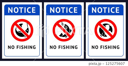 Label No fishing, poster set vector illustration 125275607