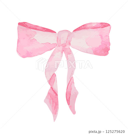 An Elegant Pink Watercolor Bow Illustration Perfect for Fashion, Art and Home Decor 125275620