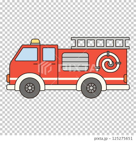 FIRETRUCK cute vehicle doodle icon kawaii style simple outline isolated vector transportation illustration travel element drawing object 125275651
