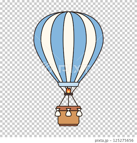 HOT AIR BALLOON cute vehicle doodle icon kawaii style simple outline isolated vector transportation illustration travel element drawing object 125275656