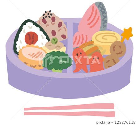 パープルのお弁当箱とおかず(お箸あり) パープルのお弁当箱とおかず(お箸あり) 125276119
