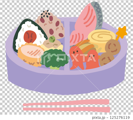 紫色便當盒和配菜(附筷子) 紫色便當盒和配菜(附筷子) 125276119