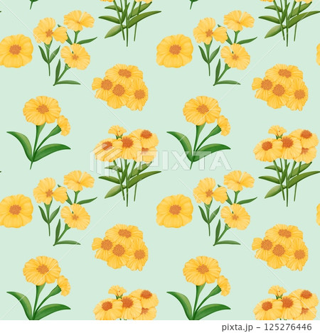 Vintage Borage Seamless Floral Pattern Green background 125276446