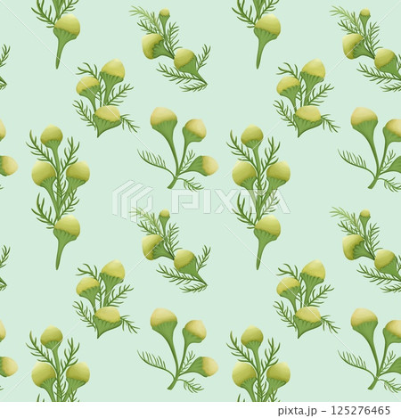 Vintage Pineapple weed Seamless Floral Pattern Green background Vintage Pineapple weed Seamless Floral Pattern Green background 125276465