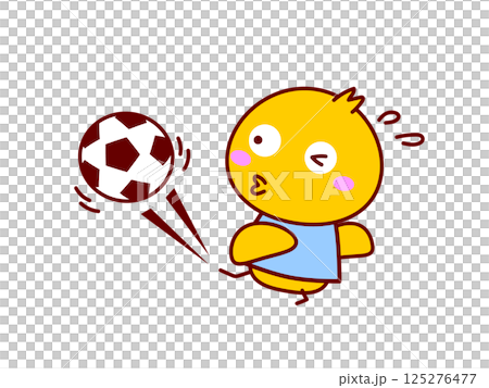 ボールを蹴るひよこ 125276477