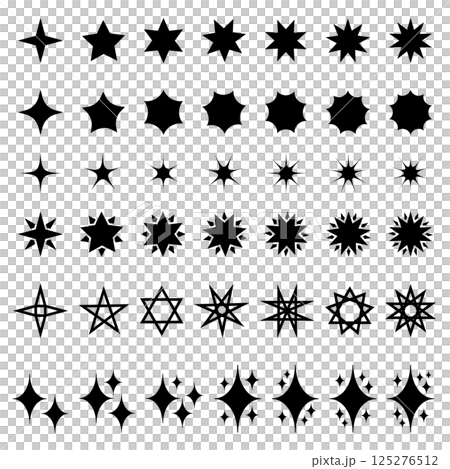 Simple star icon set illustration decoration ornament design symbol vector black 125276512