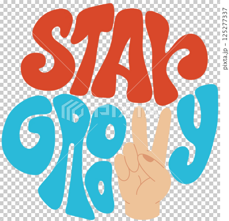 Words and quotes background art vector set. Flower and leaves abstract shape doodle art design for T-shirt, poster, fabric, packaging, print, screen, sticker.	 125277337