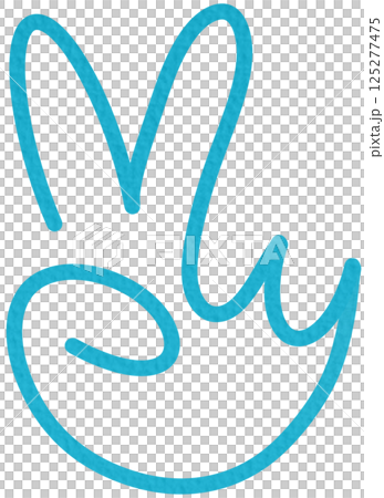 Hand gesture V sign for victory or peace line art. Vector icon for apps and websites. The index and ring fingers signal the number 2, illustration symbol two. Isolated on a white background.	 125277475