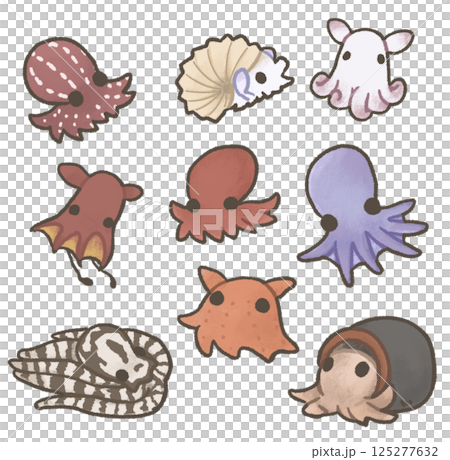 Set of various octopuses Set of various octopuses 125277632
