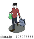 大きなスーツケースを持って旅行している男性 125278333