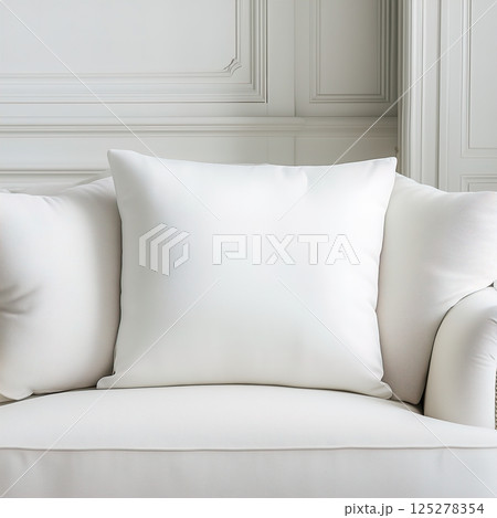 White square interior pillow mockup, throw pillow template in contemporary home room interior, AI generated home decor White square interior pillow mockup, throw pillow template in contemporary home room interior, AI generated home decor 125278354