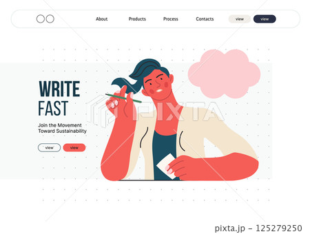 Writing people, modern flat vector concept illustration- sitting woman thoughtfully writing on paper, bubble near head Metaphor for reflection, personal insight, contemplation, creative expression Writing people, modern flat vector concept illustration- sitting woman thoughtfully writing on paper, bubble near head Metaphor for reflection, personal insight, contemplation, creative expression 125279250