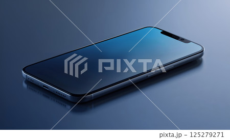 Modern smartphone resting on a sleek surface with a gradient backdrop at a stylish workspace during the evening Modern smartphone resting on a sleek surface with a gradient backdrop at a stylish workspace during the evening 125279271