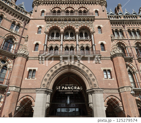 Facade of the gothic building where the St. Pancras Renaissance Hotel is based, in Kings Cross. Facade of the gothic building where the St. Pancras Renaissance Hotel is based, in Kings Cross. 125279574