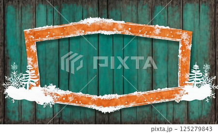 wooden background and frame for New year celebrations or Christmas decorations 125279843