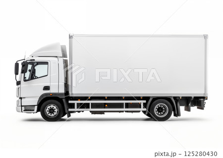 A clean white truck on white background, one object 125280430