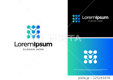 Modern technology logo design concept. Digital tech logo vector template 125281076