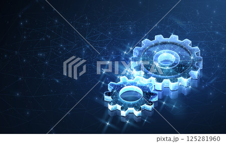 Digital gear mechanism. Engineer blueprint, technology innovation, motor engine. Digital gear mechanism. Engineer blueprint, technology innovation, motor engine. 125281960