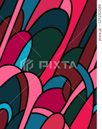 Diagonal seamless abstract pattern with colorful arched forms and black contour Diagonal seamless abstract pattern with colorful arched forms and black contour 125282089