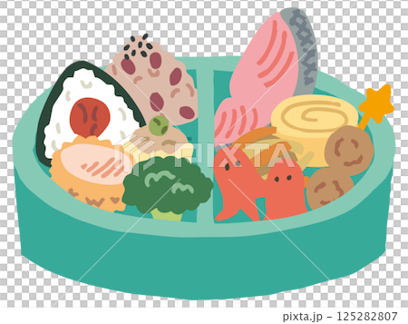 綠色便當盒和配菜（無筷子） 125282807