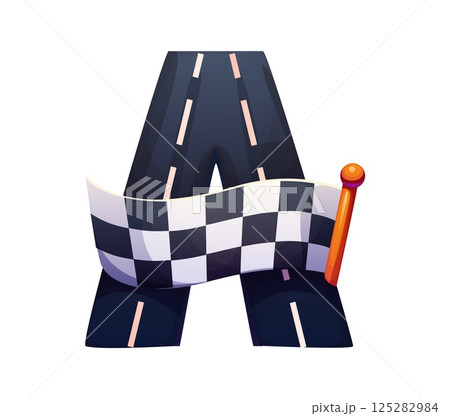 Car racing sport font racing track flag letter A. Car speed competition kids ABC font element, auto race championship vector English alphabet typeset sign. Automobile road racing rally typeface symbol Car racing sport font racing track flag letter A. Car speed competition kids ABC font element, auto race championship vector English alphabet typeset sign. Automobile road racing rally typeface symbol 125282984