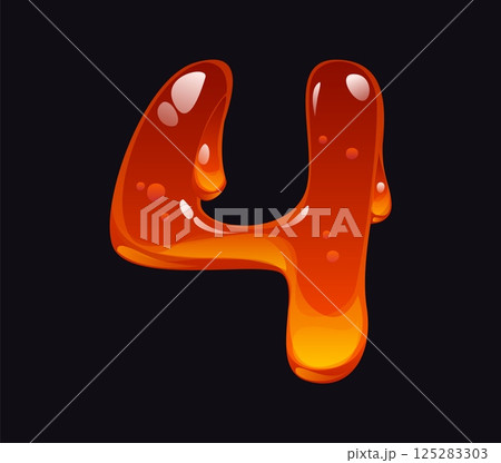 Tasty honey cartoon font digit 4 four. Tasty amber flow alphabet typeface number, yellow honey vector ABC type numeral symbol. Sweet candy cartoon math font figure or mathematics typeface digit Tasty honey cartoon font digit 4 four. Tasty amber flow alphabet typeface number, yellow honey vector ABC type numeral symbol. Sweet candy cartoon math font figure or mathematics typeface digit 125283303