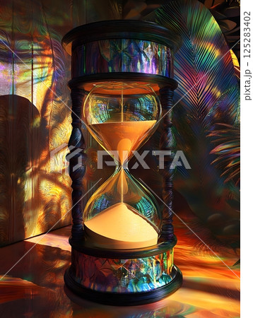 vintage wooden hourglass 125283402