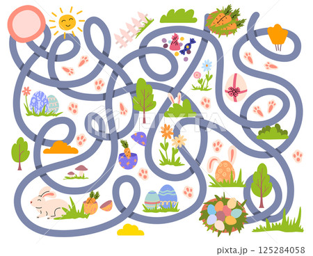 Cartoon Color Easter Kids Labyrinth Game...のイラスト素材 [125284058] - PIXTA