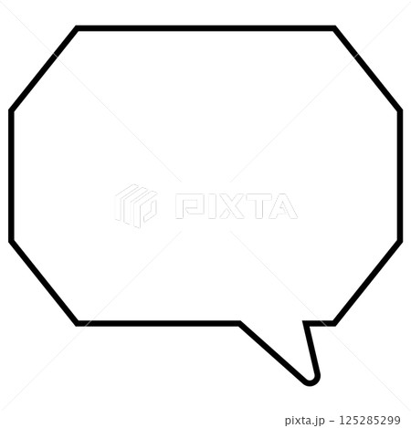 シンプルな白黒の吹き出し 角のある八角形の右向き03 シンプルな白黒の吹き出し 角のある八角形の右向き03 125285299