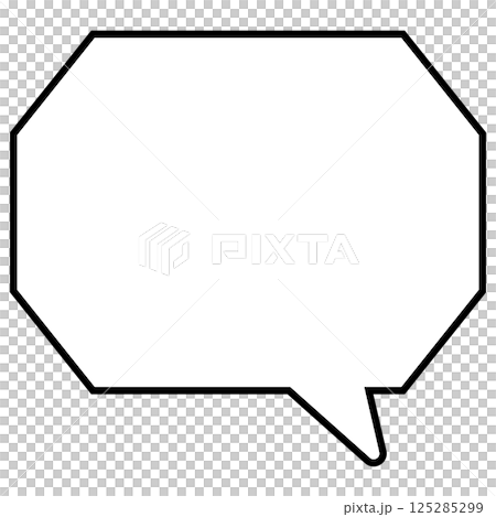 一個簡單的黑白對話泡泡,八角形,有角,朝右 03 一個簡單的黑白對話泡泡,八角形,有角,朝右 03 125285299