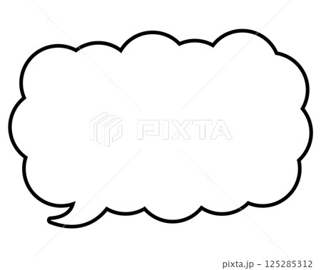 シンプルな白黒の吹き出し 細長い雲形の左向き01 シンプルな白黒の吹き出し 細長い雲形の左向き01 125285312