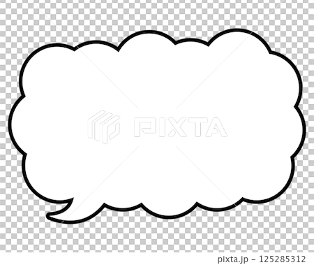 Simple black and white speech bubble, long and thin cloud-shaped, facing left 01 Simple black and white speech bubble, long and thin cloud-shaped, facing left 01 125285312